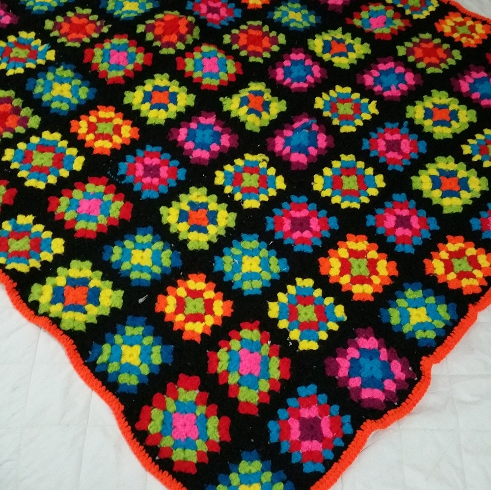 Vintage Handmade Crotched Throw Blanket